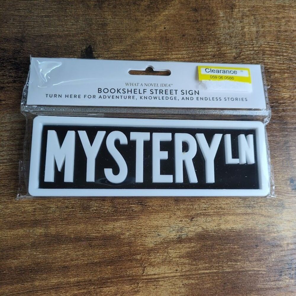 “What a Novel Idea” Bookshelf Street Sign Mystery Lane 6" x 2" NEW